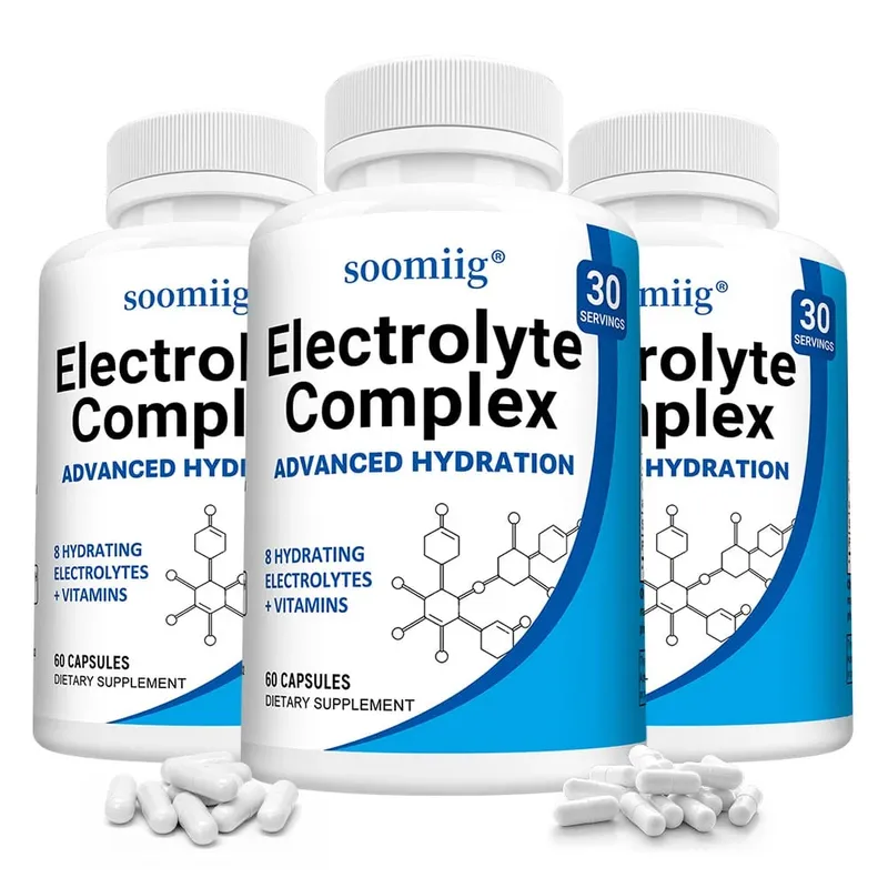 Electrolyte Salts Capsules with B6 B12 Magnesium Potassium & Zinc Fast Hydration Reduces Muscle Cramps Supports Recovery