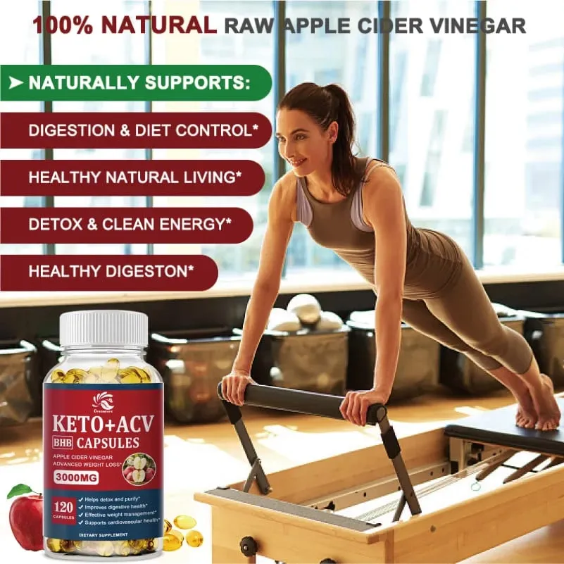 Greensure Keto Viên nang giấm táo ACV với rượu táo Keto bổ sung Công thức hương vị táo cho nam và nữ