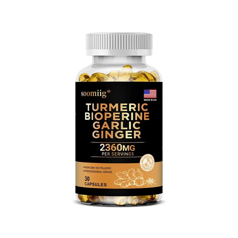 4-in-1 Turmeric and Garlic Supplements with Bioperine 2360 mg Ginger Root Capsules for Joint Digestion & Immune Health Support