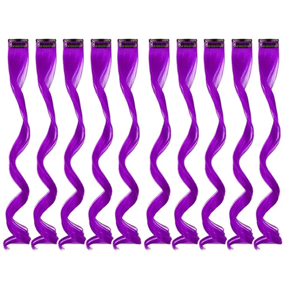 10 piece set of colored curly hair extensions clip style highlight hair patches single clip style one-piece women's dark hair
