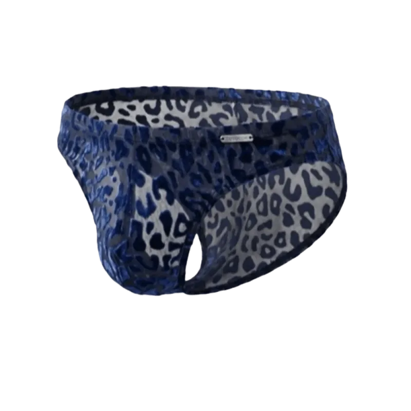 Quick Dry Ice Silk Men Briefs Lingerie Low Waist Sheer Underwear Convex Pouch Transparent Leopard Print Panties Male