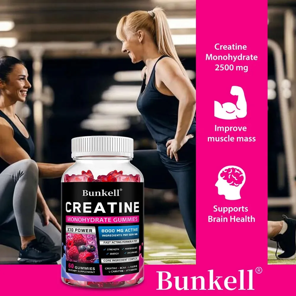 Kreatin monohydrátové gumy – 8000 mg před/po tréninku Fitness Posilování svalové hmoty Poskytněte energetické doplňky