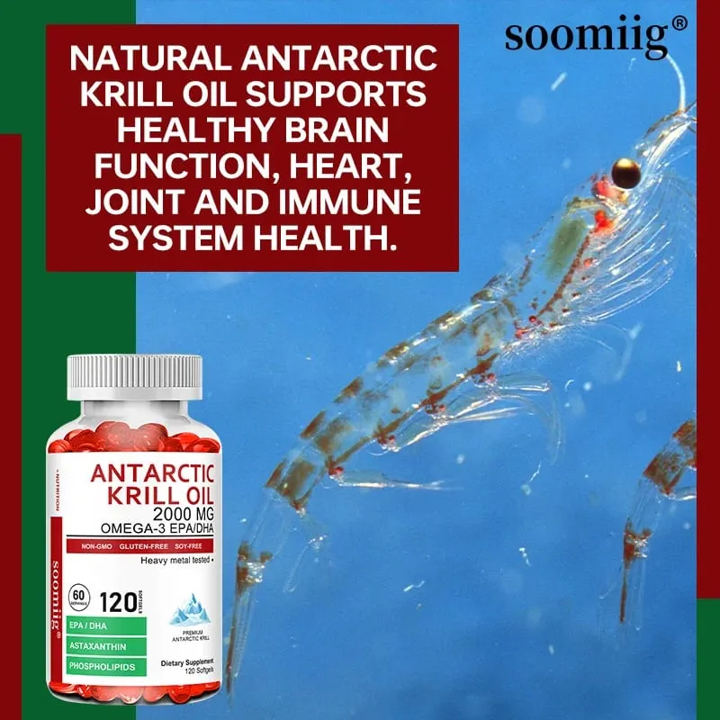 Capsules d'huile de krill antarctique 2 000 mg d'oméga-3 EPA et DHA avec supplément d'astaxanthine provenant de krill rouge force maximale