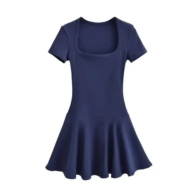 Summer Korean Style New Pure Desire Waist Trimming Slimming Fashion Temperament A Line Mini Dress For Petite Women Daily Wear Va