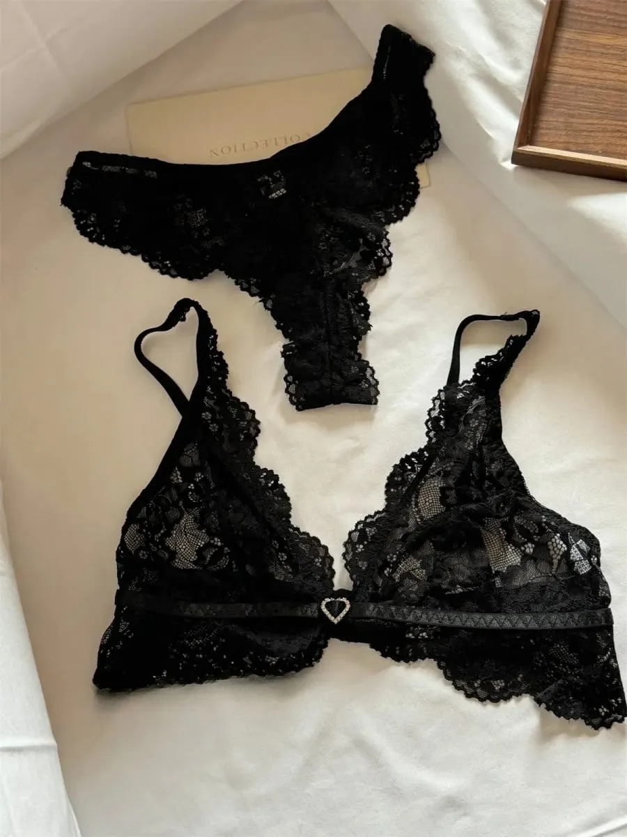 Love cup underwear thin section glossy back lingerie gathered up support large breasts show small bra set