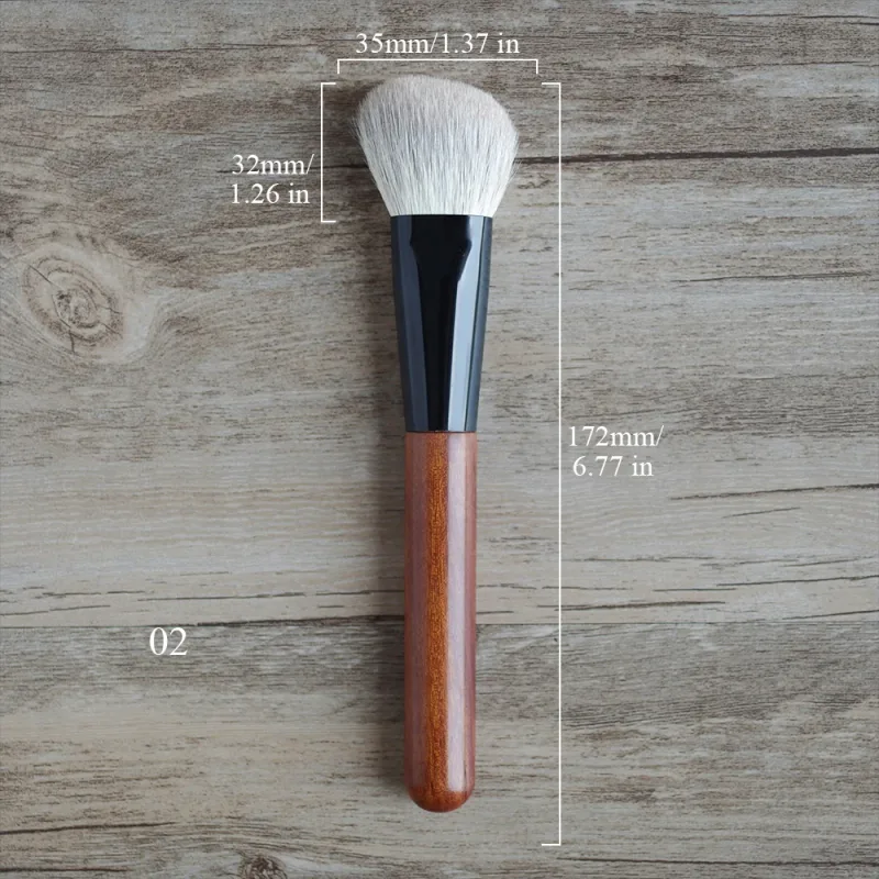African Rosewood Handle Handmade Makeup Brushes 1pc Snow Fox Goat Hair Face Powder Blush Eye Shadow Brush Synthetic Makeup Brush