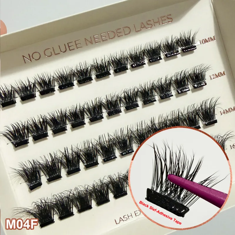 Self Adhesive Cluster Lashes Wide Pre‑glued Tap Natural DIY Eyelash Extension No Glue Need Eyelashes Press On Manga Lashes