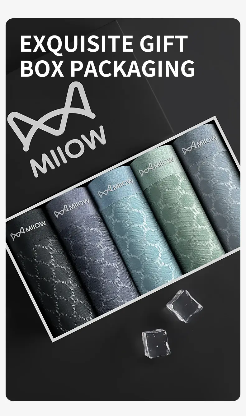 MiiOW 3 Chiếc Liền Mạch Ice Silk Nam Quần Lót Boxer Mùa Hè Lưới Thoáng Khí Quần Lót Nam Kháng Khuẩn Quần Lót Nam Võ Sĩ Quần Đùi