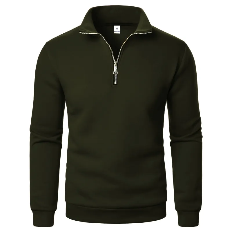 Spring Autumn new Casual Half Zipper stand collar sweatshirt Trend Simple slim men Pullover long sleeve tops Men's sweatshirt