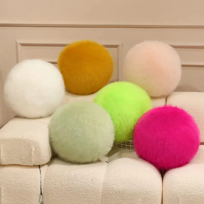 30cm Long Plush Fluffy Round Plush Pillow Cartoon Ball Pillow Accompany Stuffed Pillow Car Home Sofa Decor Plush Cushion — image 3