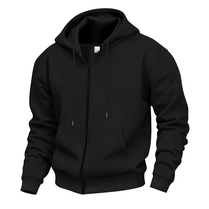 New 2026 Men's Autumn Casual Solid Long Sleeve Zipper Hooded Sweatshirt Coat Male Fashion Outdoors Sportswear Hoodies Jackets — image 6