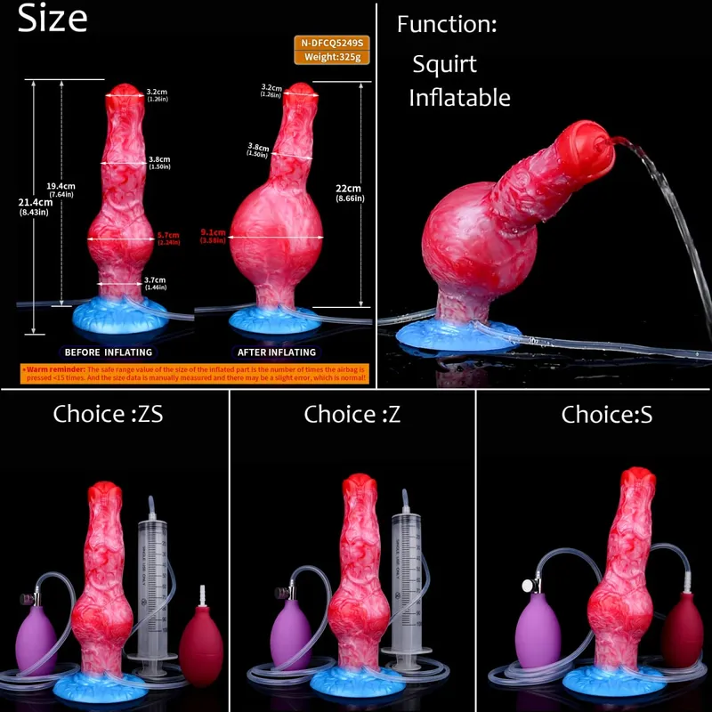 Gode ​​gonflable en Silicone avec nœud d'éjaculation, circonférence réglable, fantaisie, pénis de cheval, jouets sexuels pour adultes, dilatateur Anal