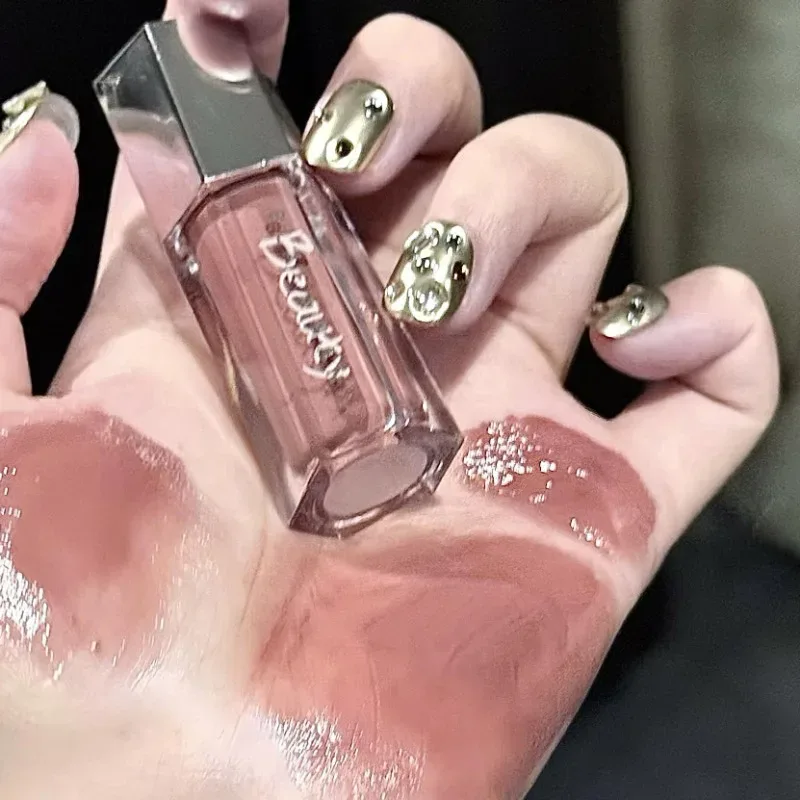 Ice Transparent Brun Lip Gloss Fugtgivende Glossy Flydende læbestift Nude Water Light Glas Spejl Lip Glaze Langtidsholdbar makeup