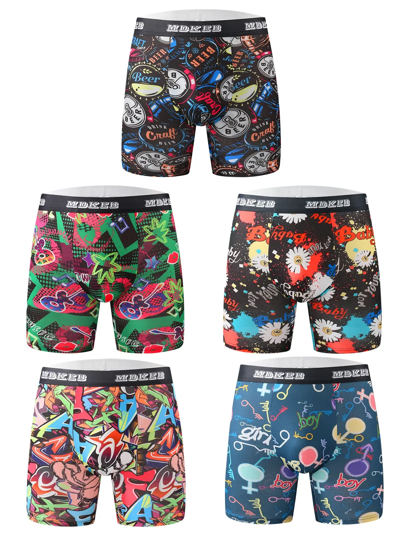 Boxer long à motif graffiti pour hommes, dix pièces, boxer long respirant et confortable à haute élasticité, boxe