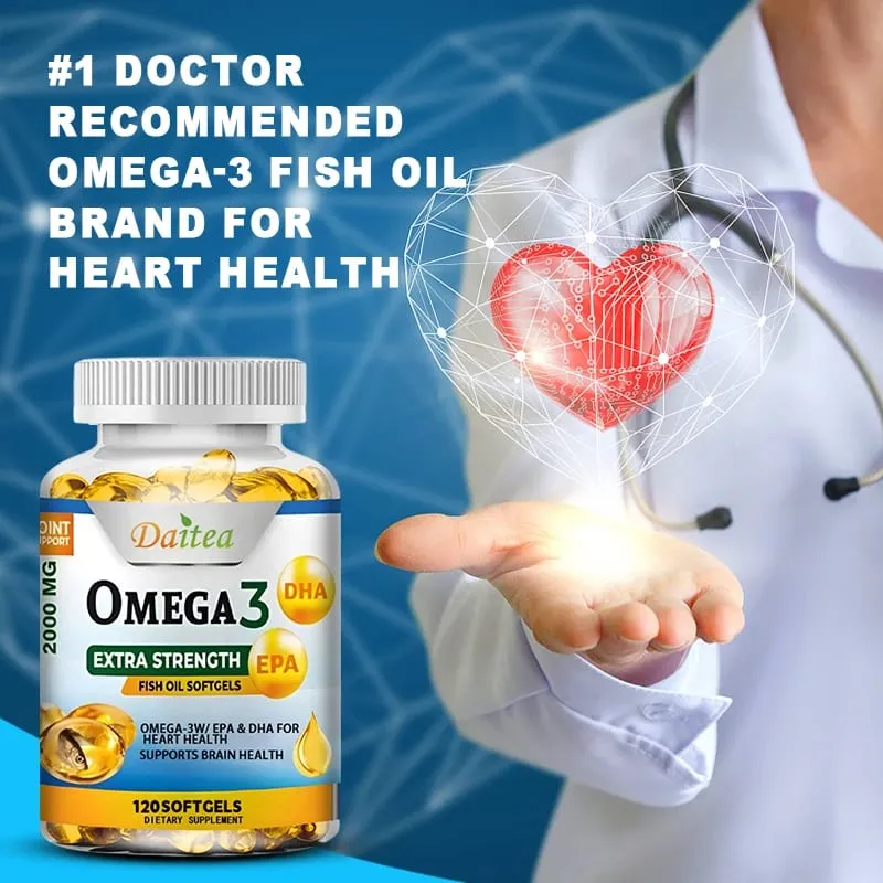 Daitea Omega 3 Fish Oil – EPA & DHA 2000 Mg – 60/120 Capsules – Overall Health and Immune Support Non-GMO Gluten Free — image 5