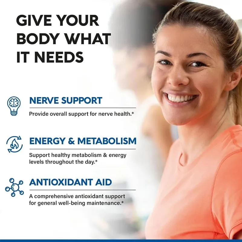Alpha Lipoic Acid Capsules with Vitamin B12 for Energy Support Heart Health Neuropathy Relief Dietary Supplemen Non-GMO — image 2