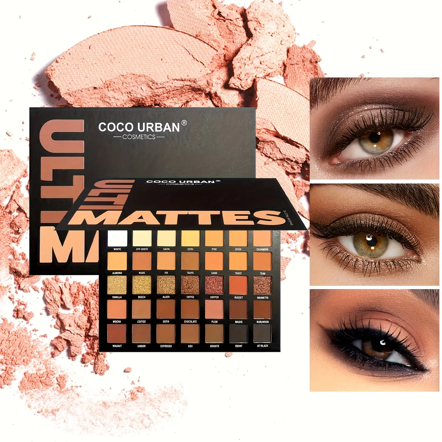 35 Shades Matte & Shimmer Eyeshadow Palette Warm Nude Brown Large Makeup Palette Highly Pigmented Long Lasting for Daily Party — image 2
