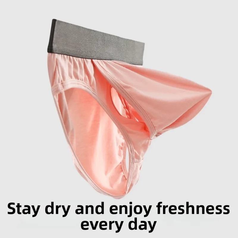 Bamboo Fiber Summer Thin Briefs Men Thin Underpants Splicing Men Front Opening Panties Breathable Lingerie Seamless Underwear