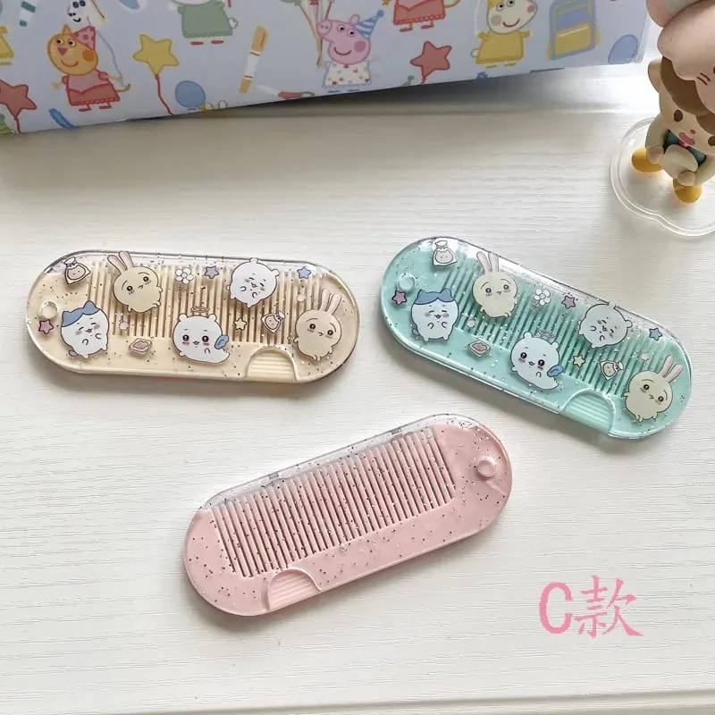Mới Yiji Hoạt Hình Gấp Lược Nhỏ Di Động Bỏ Túi Trang Điểm USAGI うさぎ ハチワレ Hachiware Mini Dễ Thương Lược Nổ Lược Quà Tặng