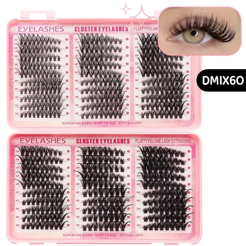 DIY Manga Spiky Cluster Lash Extensions Natural Mega Volume Individual Pre-Cut Segmented Lashes for At-Home Eye Makeup