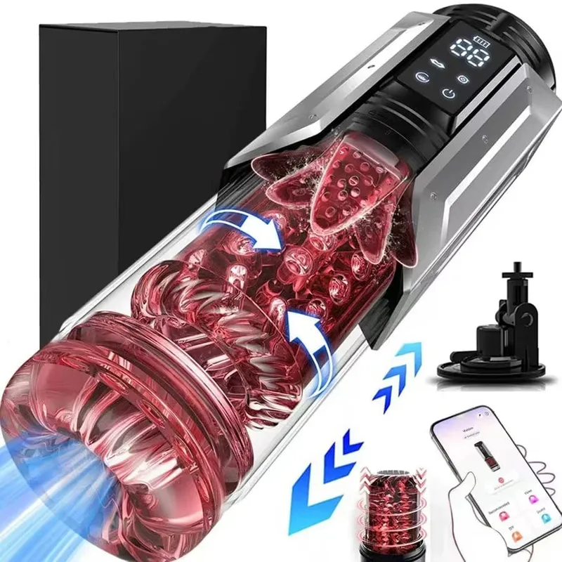 Automatic Male Masturbator Stroker with 7 Thrusting Rotating Licking Adult Pocket Pussy Mens Sex Toy Blowjob Sex Machine