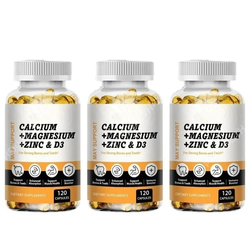 Calcium Magnesium Zinc with Vitamin D3 Softgels 120 Count Easy Swallow Daily Nutritional Support for Men Women For Adults
