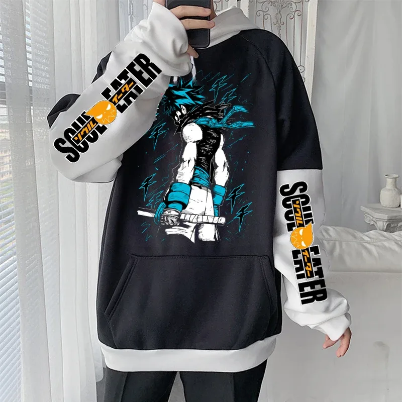 Anime Soul Eater Black Star Graphic Print Men Women Funny Clothes Fashion Oversized Hoodies Winter Casual Long Sleeve Streetwear