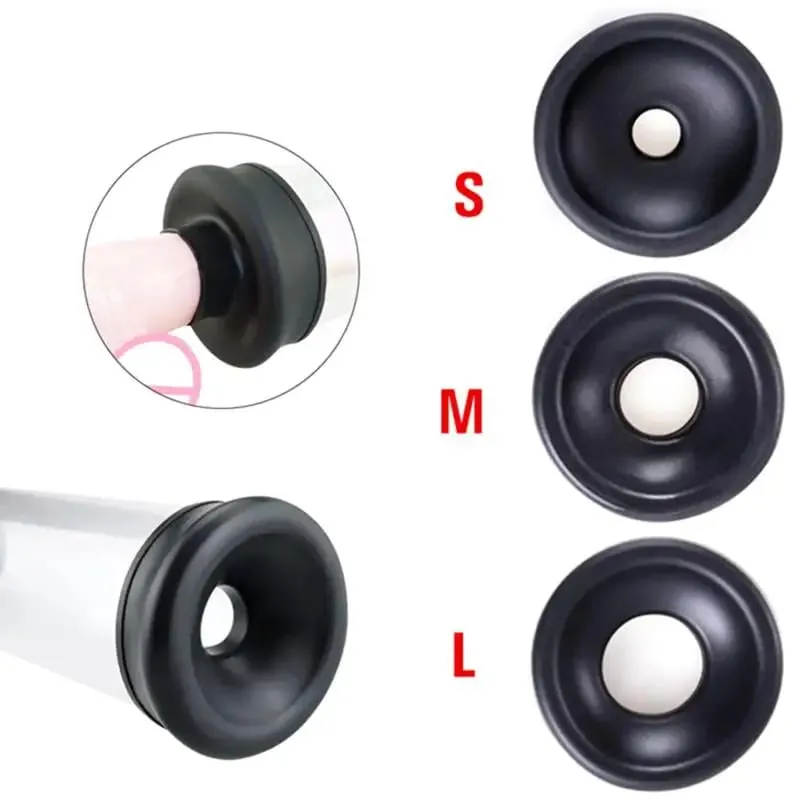 【S】Black Penis Enlargement Ring Sleeve Male Sex Toy Accessory Compatible with Vacuum Pump And Extender for Enhanced Performance