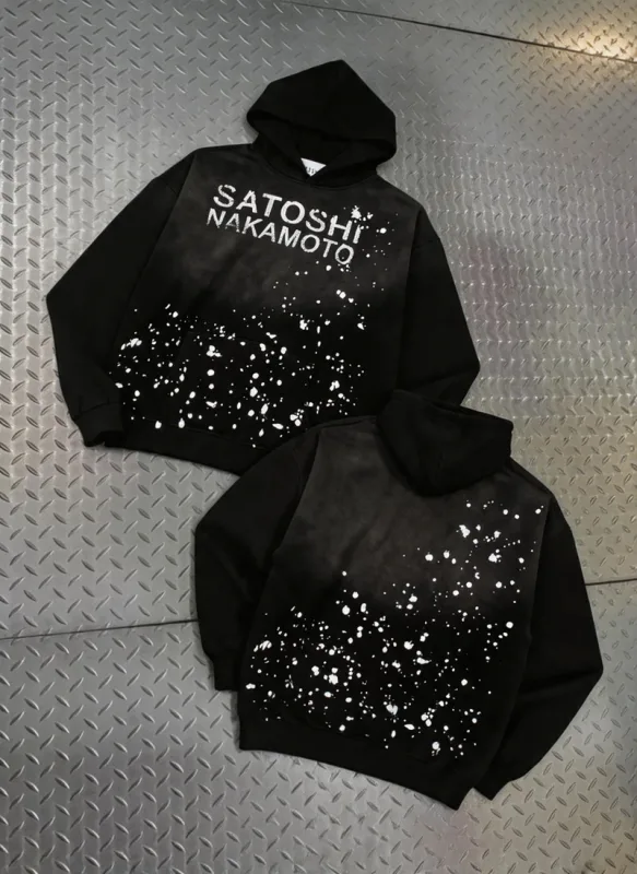 Street Casual SATOSHI Hoodies Pullover Embossed Pattern Embroidery Turtle Shell Design Washed Hooded Men Women Loose Sweatshirts