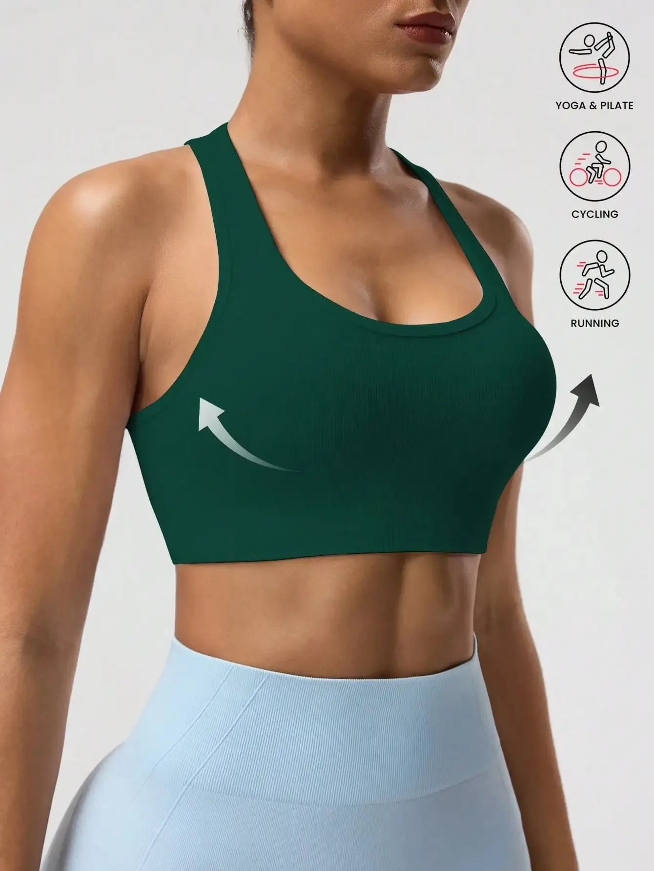 Seamless One-Piece Sports Bra with Wire-Free Support Bust Enhancement and Backless Design for Yoga and Outer Wear