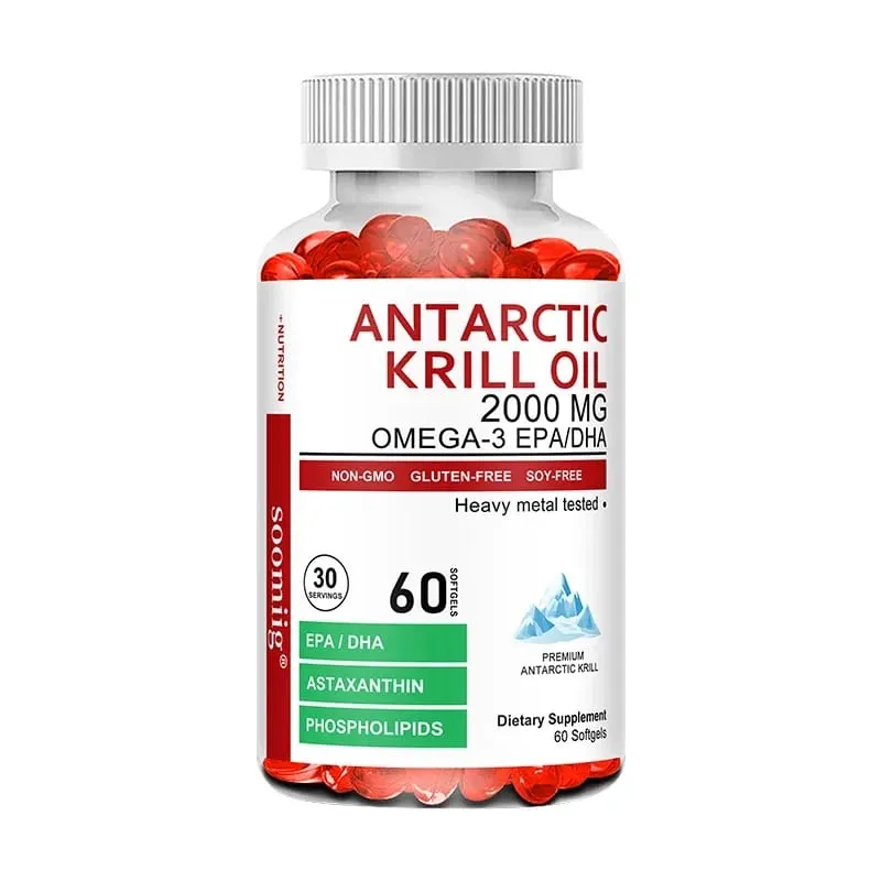 Capsules d'huile de krill antarctique 2 000 mg d'oméga-3 EPA et DHA avec supplément d'astaxanthine provenant de krill rouge force maximale
