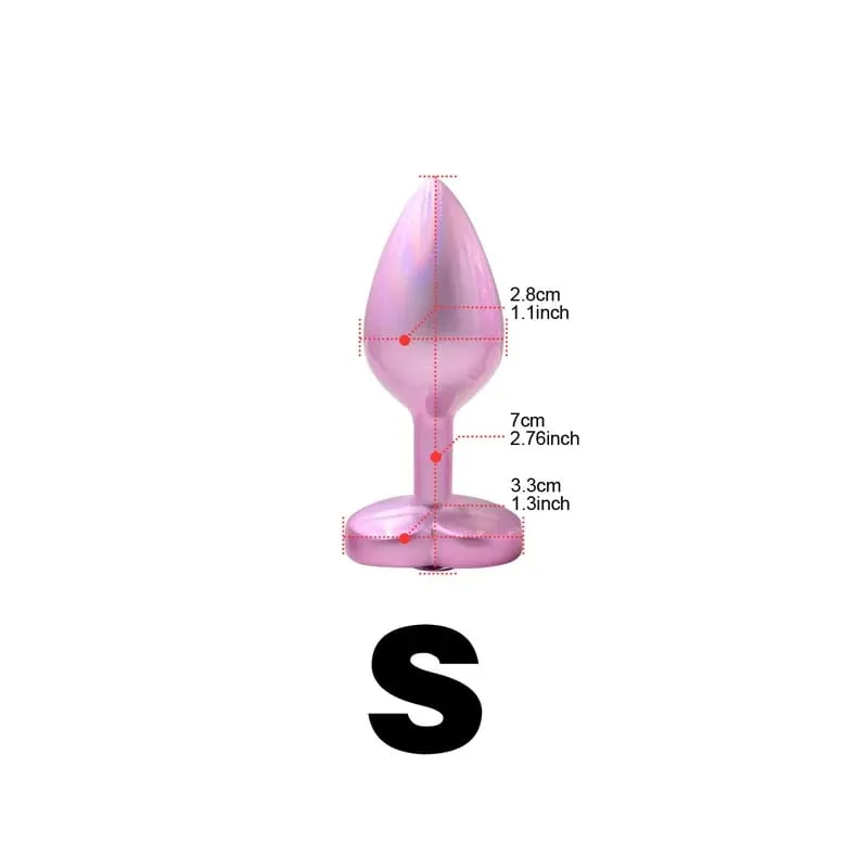 Crystal Diamond Heart Base Metal Butt Plug 3 Sizes Anal Plug Anal Trainer for Beginners Unisex Prostate Massage Adult Sex Toys