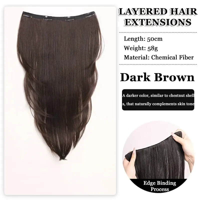Synthetic High-layer Inward Curl Hair Extensions for Women One-Piece Ultra-thin Invisible Long Straight Hair Extension — image 7