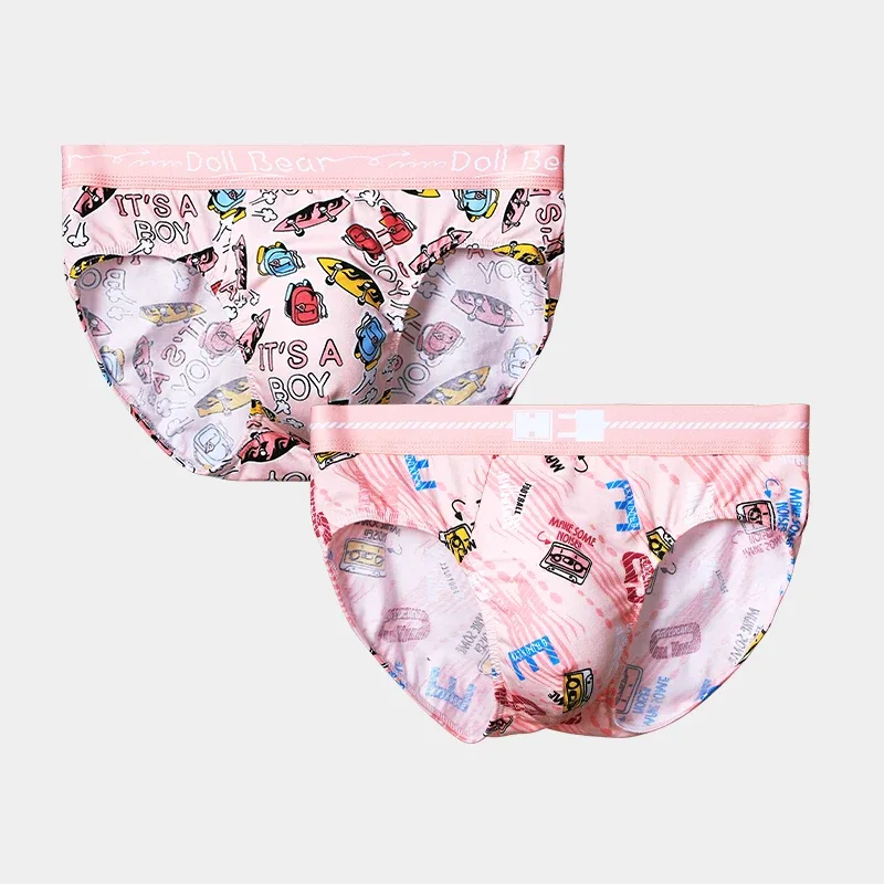 1pcMen's cotton antibacterial underwear men's briefs cotton comfortable personality print breathable boys sports underpants head