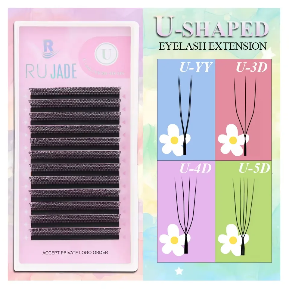 U-Shaped 3D 4D 5D Eyelash Extensions Faux Mink Premade Fans Lashes Easy Grafting Hand Woven Matte Black Volume W YY Shape Lashes — image 2