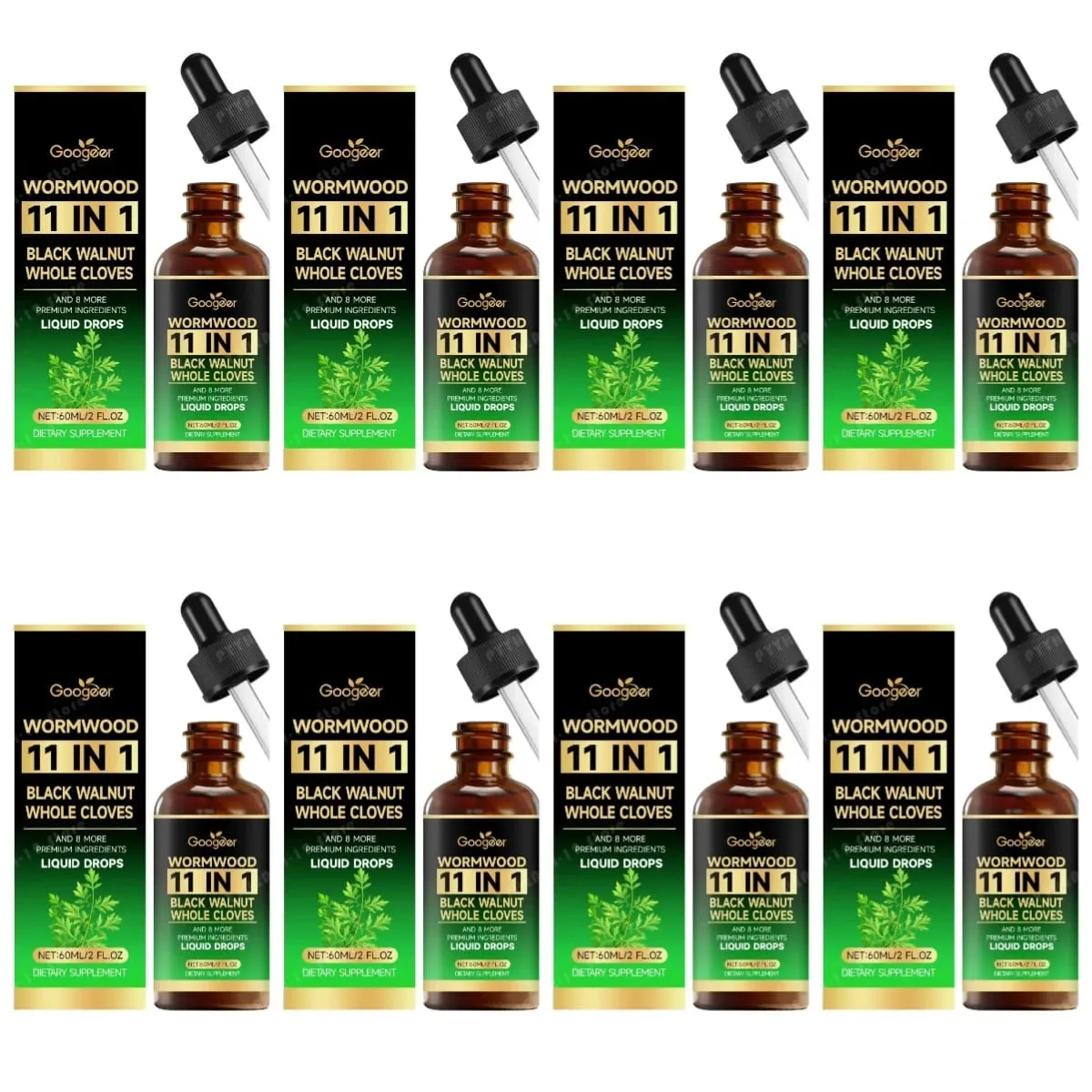Wormwood 11 in 1 Liquid Drops - Black Walnut & Whole Cloves with Berberine Turmeric for Gut Health & Digestive Support 60ml