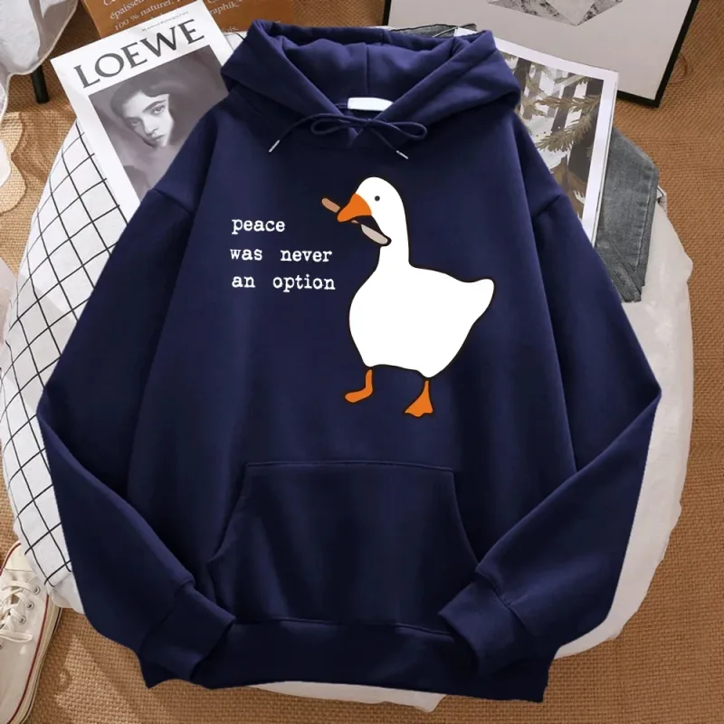 La pace non è mai stata un'opzione Felpa stampata da uomo Street Oversize Autunno con cappuccio Hipster Felpe morbide Hip Hop Abbigliamento sportivo caldo