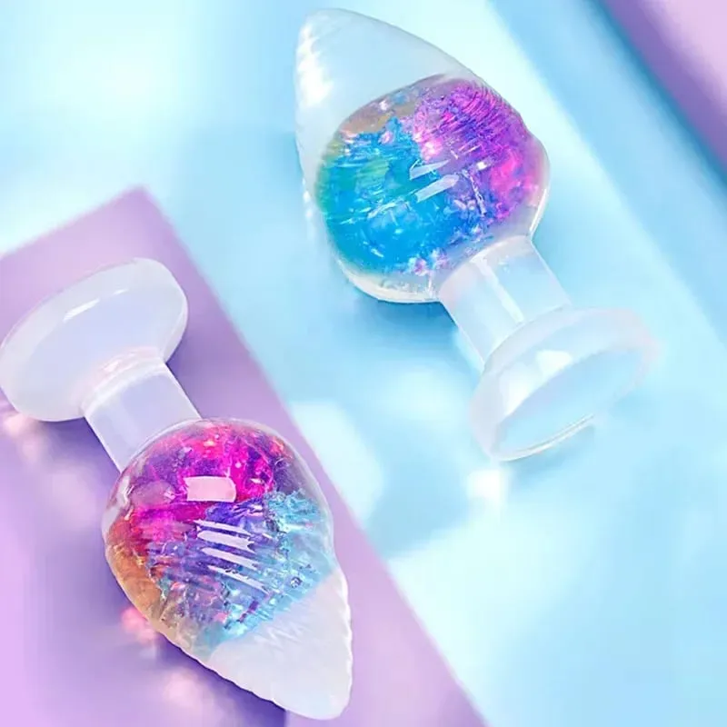 Liquid Silicone Anal Plug Smooth Soft Easy To Clean Anus Plug Rainbow Jelly Butt Plug Dildos Adult Sex Toys Couples Adults Game