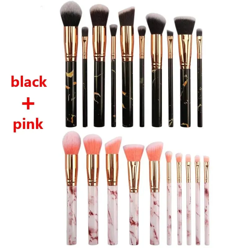 10/20Pc Marbling Handle Makeup Brushes Set Powder Foundation Eyeshadow Lip Blush Make Up Brush Set Professional Beauty Tools Kit