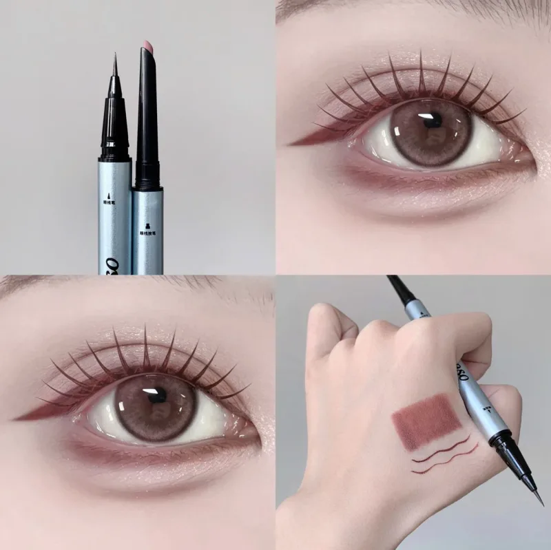 1pc Double Head Ultra-fine Matte Red Brown Eyeliner Pen Waterproof Black Brown Eyeliner Gel Pencil Quick Dry Easy Wear Eye Liner — image 8