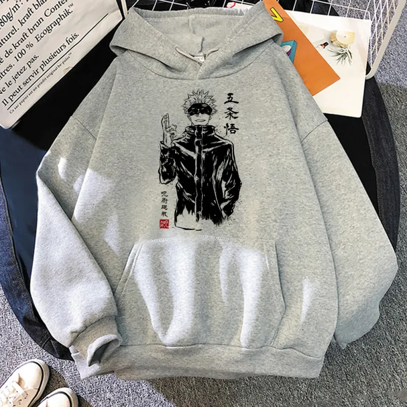 Anime Jujutsu Kaisen Manga Gojo Satoru Graphic Hoodies Vintage Oversized Hooded Long Sleeves Cotton Hoodie Men Women Clothes