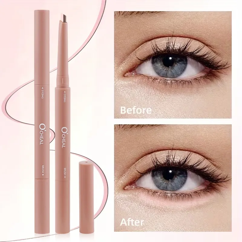 Double-ended Lying Silkworm Pen Natural Matte Shimmer Highlighter Stick Long Lasting Eye Brightener for Bigger Eyes Makeup