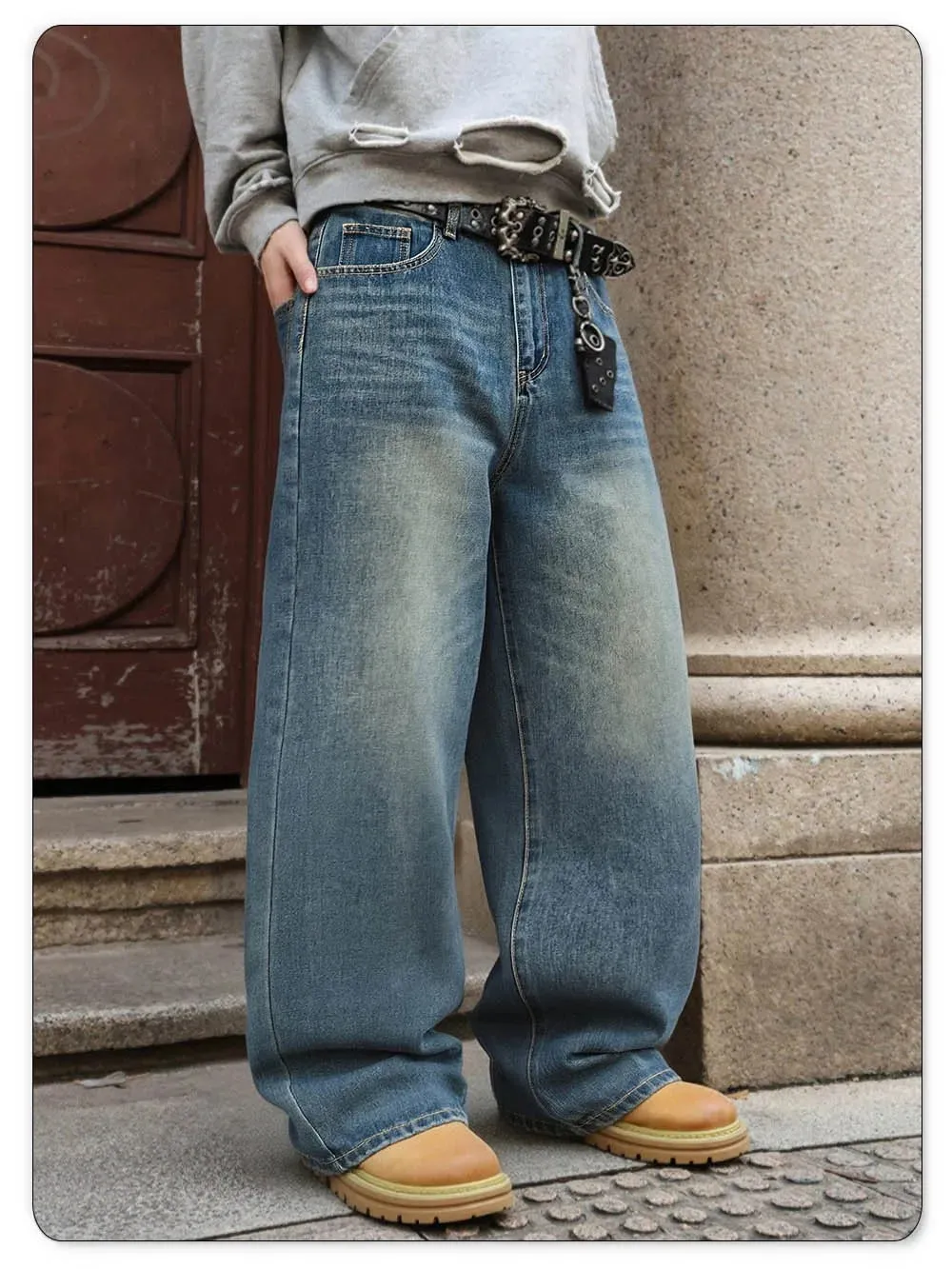 American Retro Men's Women's Ultra Baggy Wide Leg Jeans Four Seasons Street Oversized Fashion Denim Pants Unisex Clothes — image 8