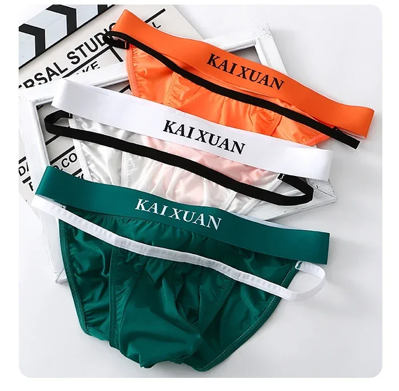 Fashion Men's Underwear Breathable Ice Silk Underpants Soft and Comfortable Briefs — image 9
