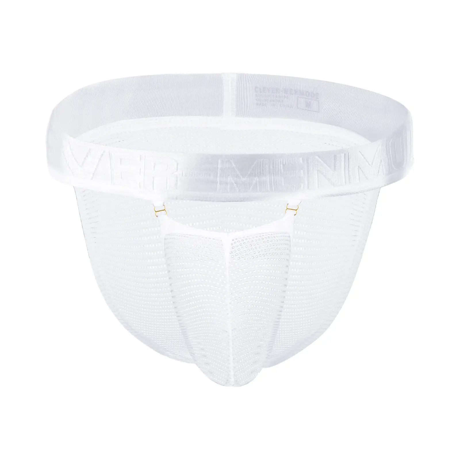 Briefs Men Underwear Hollow Pouch Mesh Underpants Man High-cut Wide Waistband Brief Metal Buckle Decor — image 2