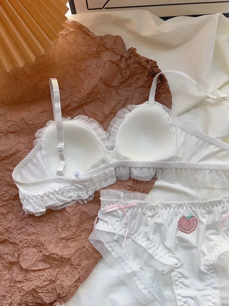 Sweet Kawaii Girl French Pure Mesh Triangle Bra Set Sheer See Through Non-Wired Thin Soft Lace Bra Panties S-XL Hot Sale Set