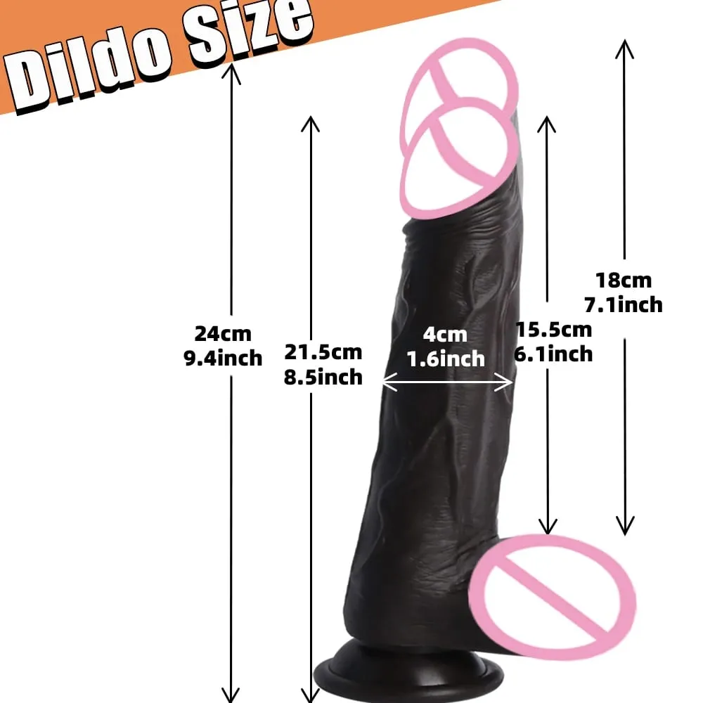 Thrusting Black Realistic Penis Dildo Male Dick Telescopic Rotating Heating G Spot Clitoral Anal Stimulation Vibrator Sex Toy