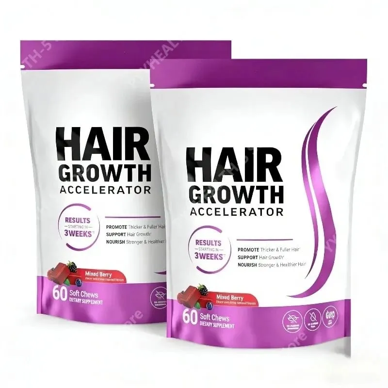 Biotin Hair Growth Soft Chews Supplement Support Fuller Thicker Hair Vitamin C & E for Healthy Hair Nourishment 60 Gummy