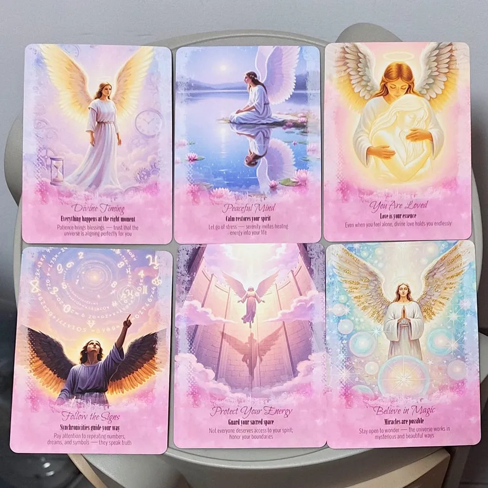Angels Guidance Oracle Deck - 11.5*8cm 44 Cards with Guidebook Inspirational Divination Cards in Tin Box for Spiritual Growth