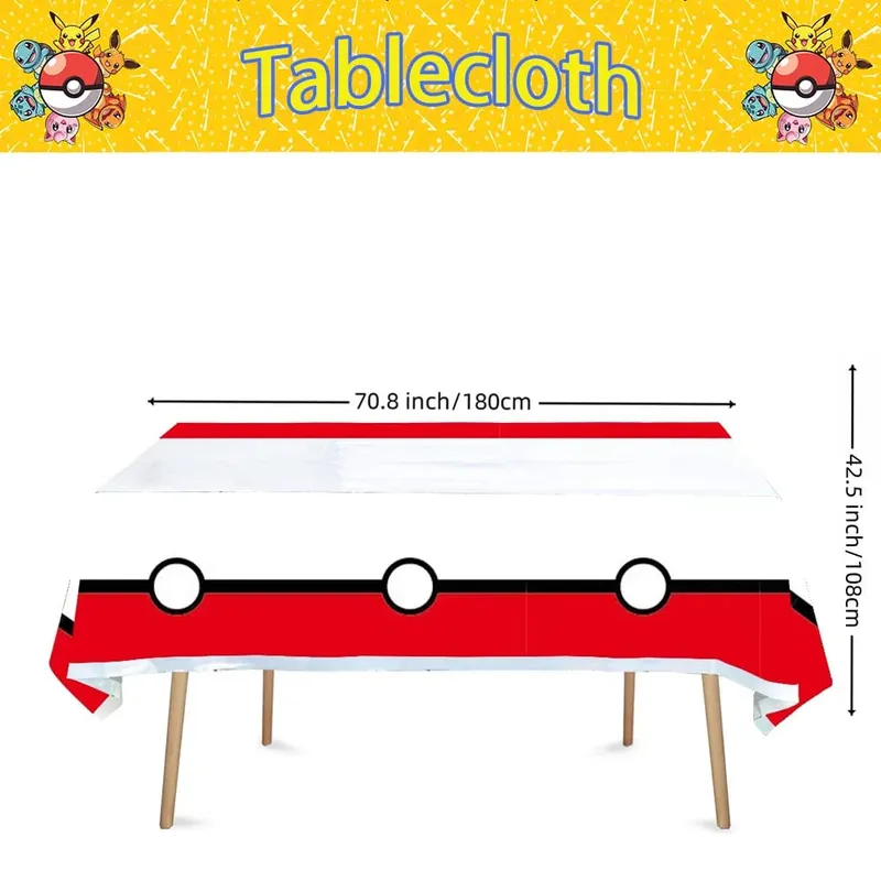Mantel desechable de Pokemon para decoración de cumpleaños, mantel de Pikachu, regalos de cumpleaños para niños, suministros de baño para bebé, 1/10 Uds.